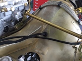 Detailed look on Porsche 914 honey-coloured engine shroud