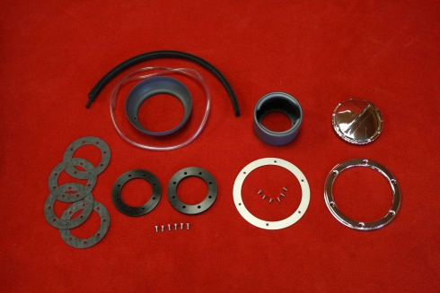 Fuel neck filler kit for 914 with screwable trim polished