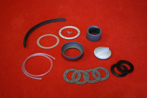 Fuel neck filler kit for 914 with screwable trim silver painted