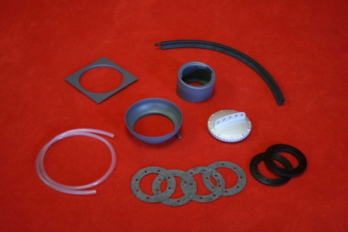 Fuel neck filler kit for 914 with welding plate silver painted